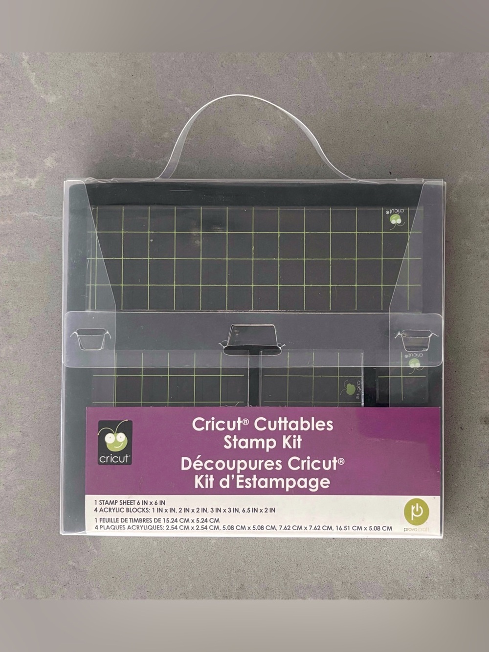 Cricut Cuttables Stamp Kit with acrylic blocks - new open package